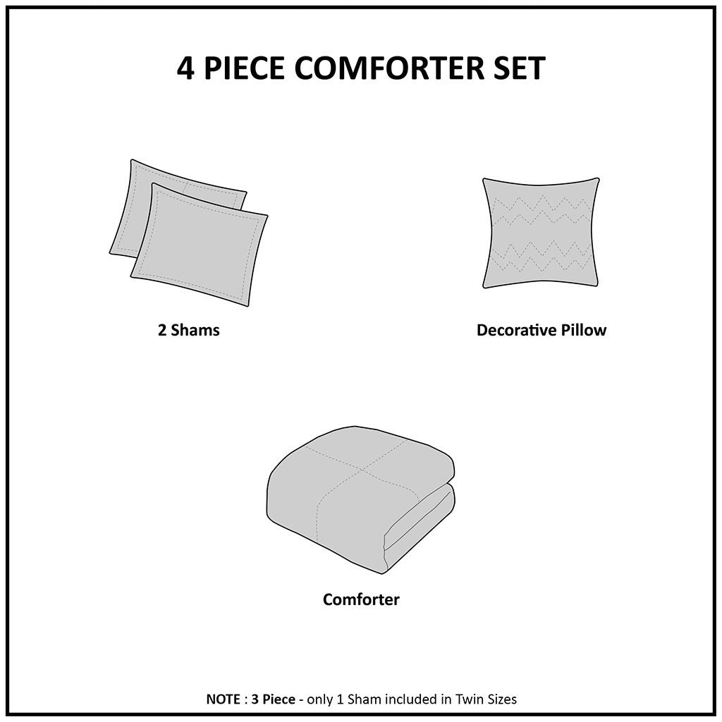 King 4PC Faux Fur Comforter Set